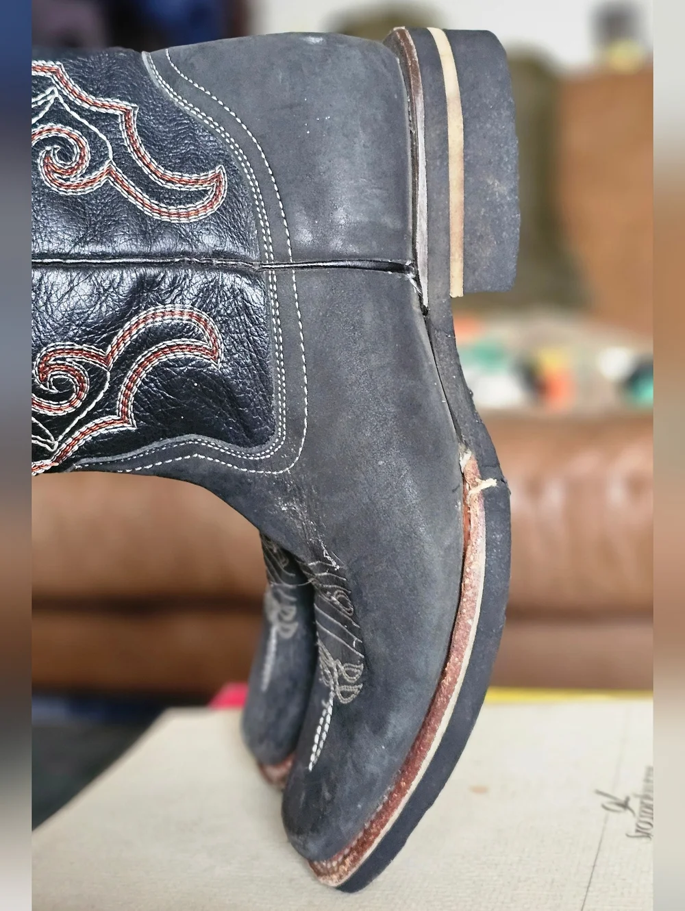 La Sierra Men's Nobuck Square Toe Rubber Sole Boot Black - Picture 11 of 11